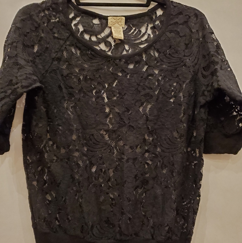 Eyelash Couture short sleeve lace shirt